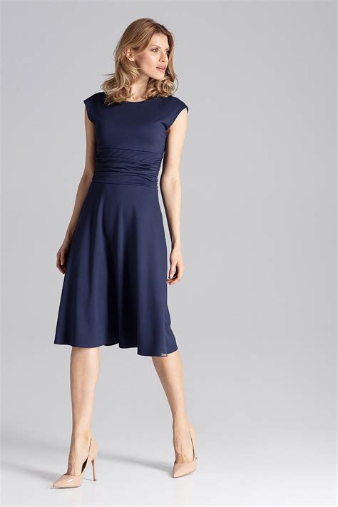 navy cocktail dress with sleeves.